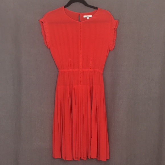 Madewell Dresses & Skirts - Madewell Red 100% Silk Pleat Dress
